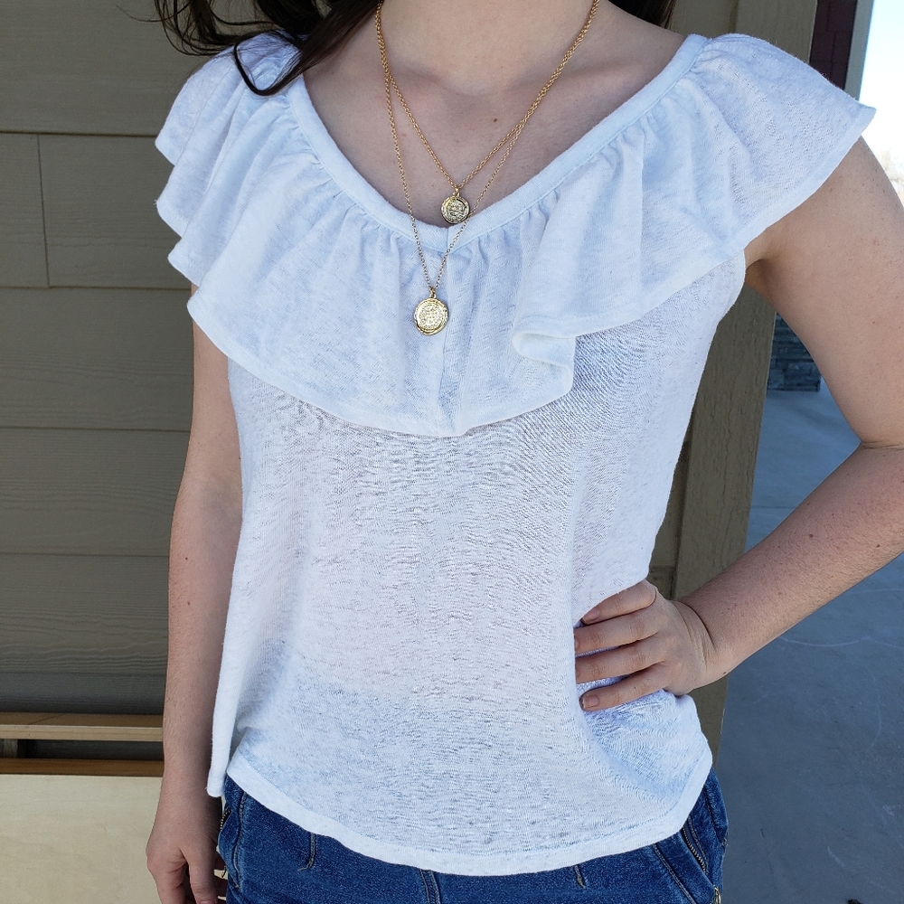 white ruffle top - Picture 2 of 2